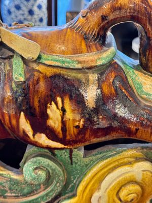 A massive Chinese sancai-glazed roof tile in shape of a horse rider, Ming — photo 19