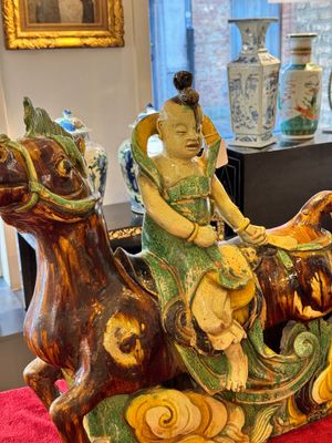 A massive Chinese sancai-glazed roof tile in shape of a horse rider, Ming — photo 4