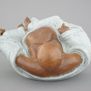 A massive Chinese signed Shiwan stoneware figure of a seated Buddha, 19/20th C. — 照片 5