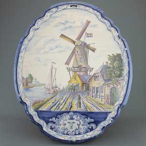 A massive Dutch Delft Makkum polychrome pictorial plaque, 19th C. — photo 1