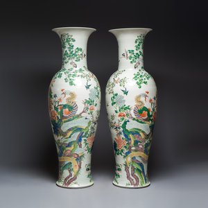 A massive pair of Chinese famille verte 'Phoenixes and Birds' vases — photo 4
