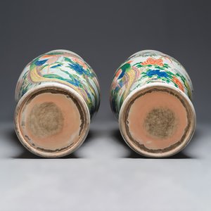 A massive pair of Chinese famille verte 'Phoenixes and Birds' vases — photo 7