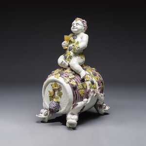 A massive polychrome Brussels faience 'Bacchus on a Barrel' fountain, 18th C. — photo 1