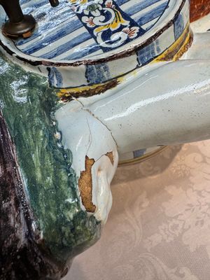A massive polychrome French faience 'Bacchus' table fountain, Rouen, 18th C. — photo 17