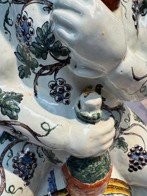 A massive polychrome French faience 'Bacchus' table fountain, Rouen, 18th C. — photo 8