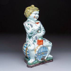 A massive polychrome French faience 'Bacchus' table fountain, Rouen, 18th C. — photo 1