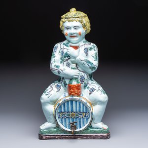 A massive polychrome French faience 'Bacchus' table fountain, Rouen, 18th C. — photo 2