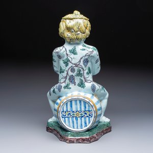 A massive polychrome French faience 'Bacchus' table fountain, Rouen, 18th C. — photo 4