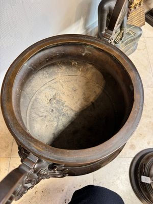 A massive Vietnamese copper- and silver-inlaid 'Buddhist lion' censer and cover on stand, 19th C. — photo 21