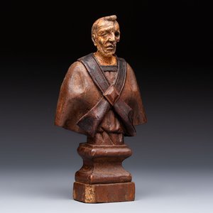 A 'Memento Mori' wooden bust of a clergyman, Germany, 19th C. — photo 1