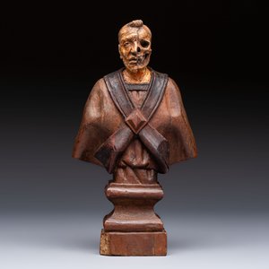 A 'Memento Mori' wooden bust of a clergyman, Germany, 19th C. — photo 2