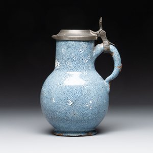 A monochrome blue Brussels faience pewter-mounted jug, 18th C. — photo 1