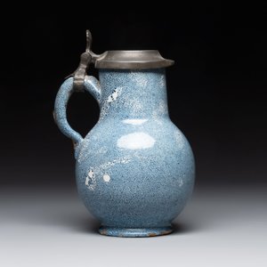 A monochrome blue Brussels faience pewter-mounted jug, 18th C. — photo 3