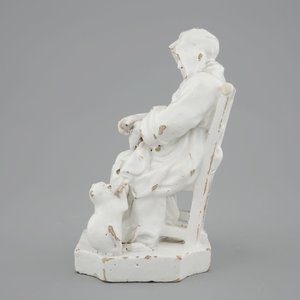 A monochrome white faience group of a seated lady, 18th C., poss. Brussels — photo 3