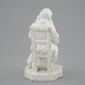 A monochrome white faience group of a seated lady, 18th C., poss. Brussels — photo 4