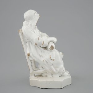 A monochrome white faience group of a seated lady, 18th C., poss. Brussels — photo 5