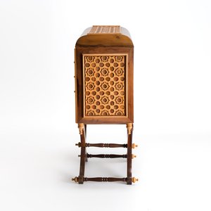 A Moorish-style wooden chest on stand with mirrors and geometric patterns — photo 4