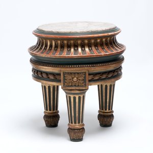A neoclassical-style gilt-lacquered wooden tripod stand with a marble top, possibly France, 19/20th C. — photo 2