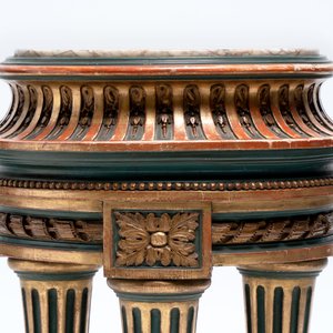 A neoclassical-style gilt-lacquered wooden tripod stand with a marble top, possibly France, 19/20th C. — photo 7