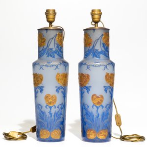 A pair of Art Nouveau glass paste vases mounted as lamps, prob. France, 19/20th C. — 照片 4