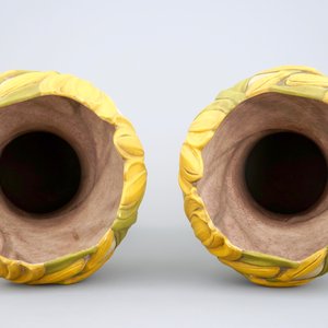 A pair of Art Nouveau vases shaped like sunflowers, Julius Dressler, Austria — photo 5