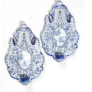 A pair of blue and white Dutch Delft wall sconces, 18th C. — foto 5
