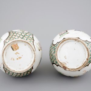 A pair of Canton famille verte vases and a pink ground Canton vase, 19th C. — photo 7