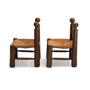 A pair of chairs in oak and straw, attributed to Charles Dudouyt — 照片 4