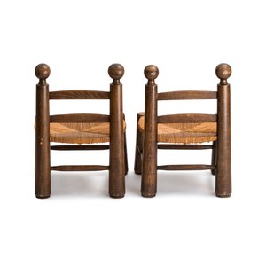 A pair of chairs in oak and straw, attributed to Charles Dudouyt — 照片 5