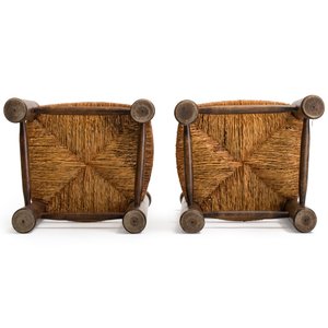 A pair of chairs in oak and straw, attributed to Charles Dudouyt — 照片 7