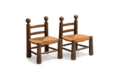 A pair of chairs in oak and straw, attributed to Charles Dudouyt — foto 1