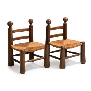 A pair of chairs in oak and straw, attributed to Charles Dudouyt — foto 1