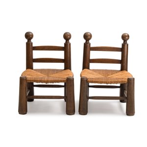 A pair of chairs in oak and straw, attributed to Charles Dudouyt — foto 2