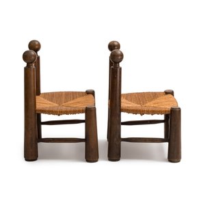 A pair of chairs in oak and straw, attributed to Charles Dudouyt — foto 5