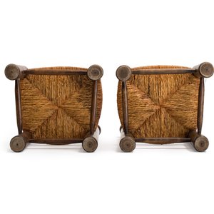 A pair of chairs in oak and straw, attributed to Charles Dudouyt — foto 7
