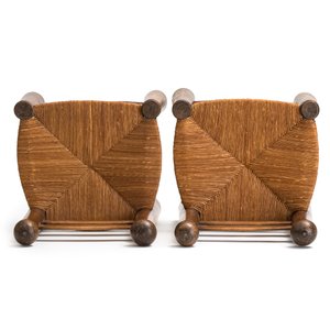 A pair of chairs in oak and straw, attributed to Charles Dudouyt — foto 8
