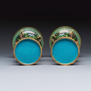 A pair of Chinese archaistic cloisonné vases with floral design — photo 7