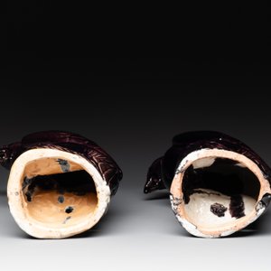 A pair of Chinese aubergine-glazed eagles, 19th C. — 照片 8