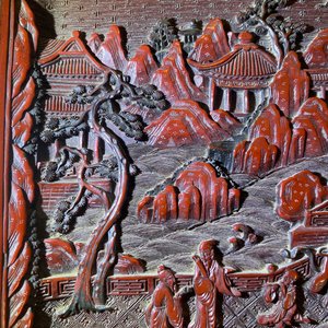 A pair of Chinese black and red cinnabar lacquer square dishes, Qianlong mark and of the period — 照片 27