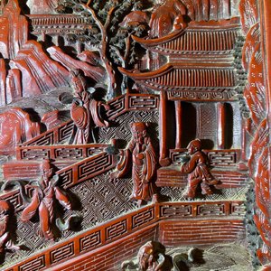 A pair of Chinese black and red cinnabar lacquer square dishes, Qianlong mark and of the period — 照片 29