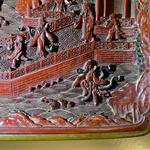 A pair of Chinese black and red cinnabar lacquer square dishes, Qianlong mark and of the period — 照片 30