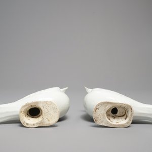 A pair of Chinese blanc de Chine models of doves, 18/19th C. — 照片 7