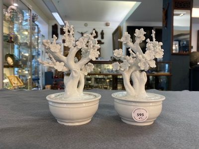 A pair of Chinese blanc de Chine models of trees in jardinières, Kangxi — photo 1