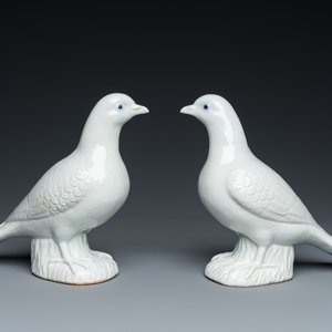 A pair of Chinese blanc de Chine pigeons, 19th C. — photo 1
