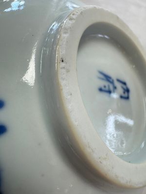 A pair of Chinese blue and white 'Bleu de Hue' bowls with phoenix and scroll design, Noi Phu 內府 mark, 19th C. — photo 19