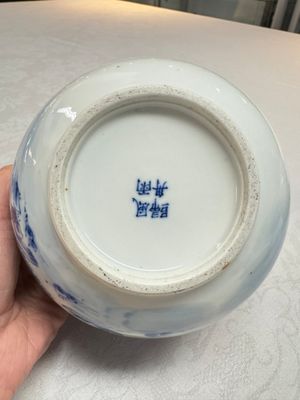 A pair of Chinese blue and white 'Bleu de Hue' covered bowls with landscape design, Phong Vu Quy Chu 風雨歸舟 marks, 19th C. — photo 36