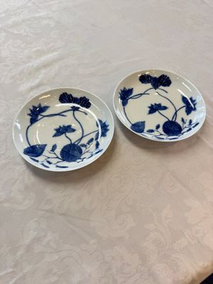 A pair of Chinese blue and white 'Bleu de Hue' plates with lotus design, Phi Khanh An Duong 慶恩堂費 mark, 19th C. — photo 1