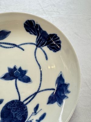A pair of Chinese blue and white 'Bleu de Hue' plates with lotus design, Phi Khanh An Duong 慶恩堂費 mark, 19th C. — photo 17