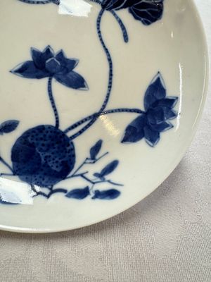 A pair of Chinese blue and white 'Bleu de Hue' plates with lotus design, Phi Khanh An Duong 慶恩堂費 mark, 19th C. — photo 18