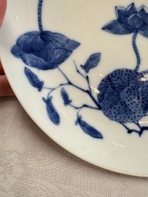 A pair of Chinese blue and white 'Bleu de Hue' plates with lotus design, Phi Khanh An Duong 慶恩堂費 mark, 19th C. — photo 3